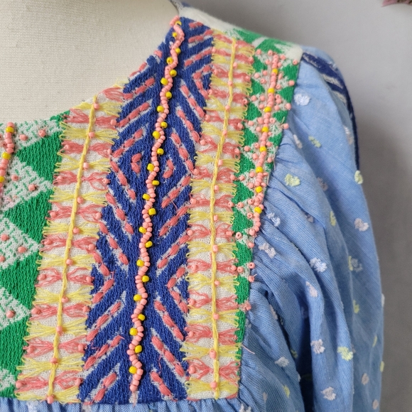 Anthropologie Verb by Pallavi Singhee Rhapsody Embroidered Beaded Boho Blouse XS - Picture 12 of 15